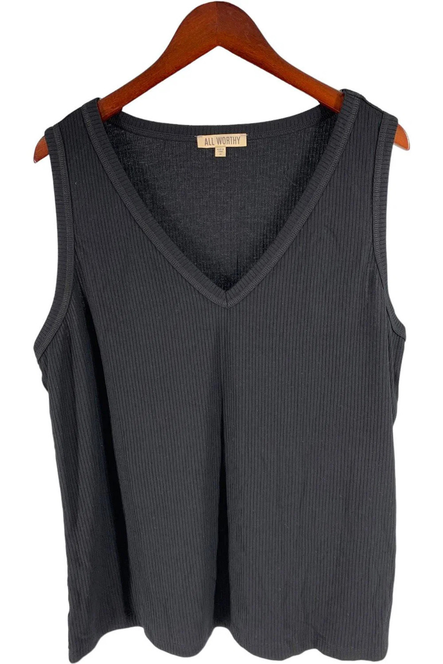All Worthy Hunter McGrady Rib Sleeveless V-Neck Tank Black - Regular